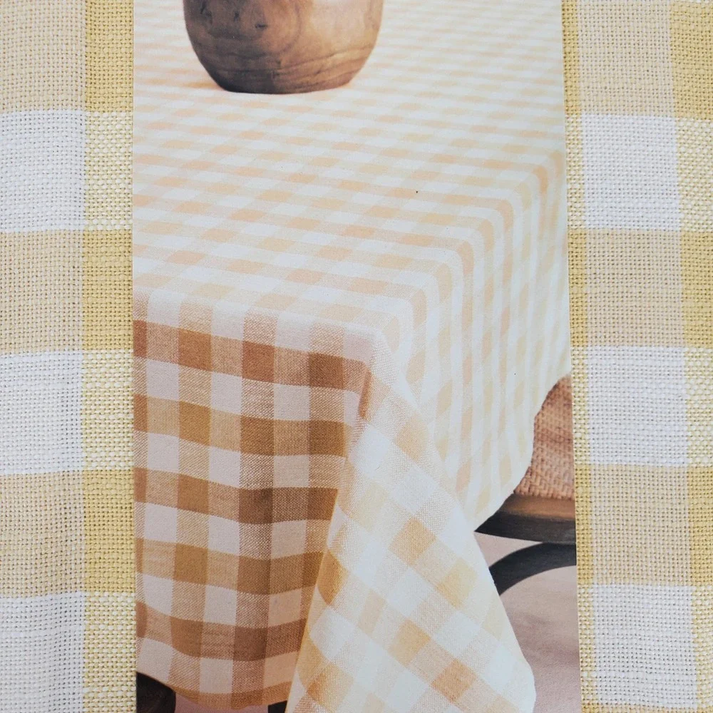 Mingle & Co Yellow Gingham Oblong Tablecloth 60x120 Farmhouse Cottagecore Spring